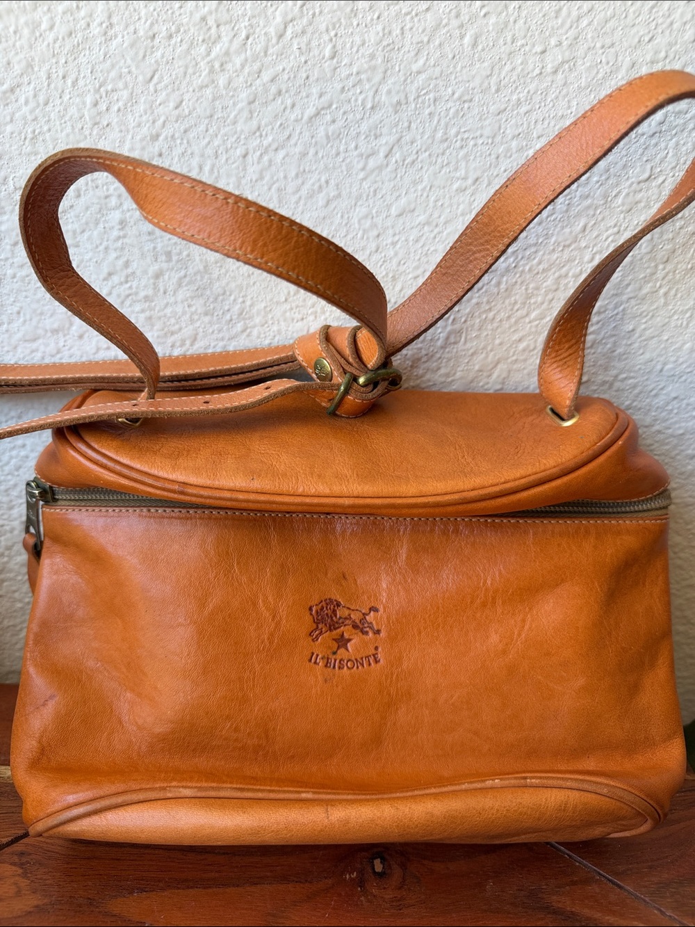 IL BISONTE: Tan Leather Crossbody Shoulder Bag